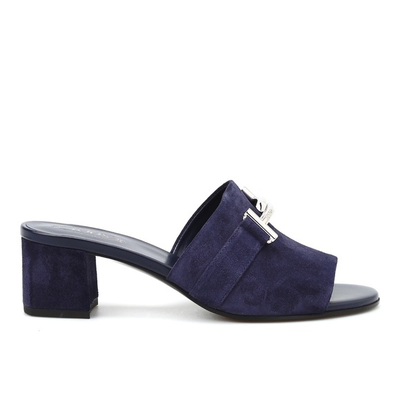 Tod’s block heel sandals in navy - Picture 3 of 10